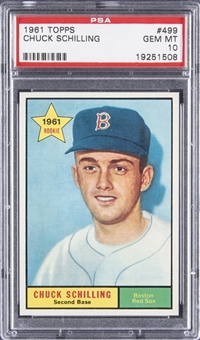 1961 Topps #499 Chuck Schilling Rookie Card - PSA GEM MT 10 - Pop. 1 of 1!